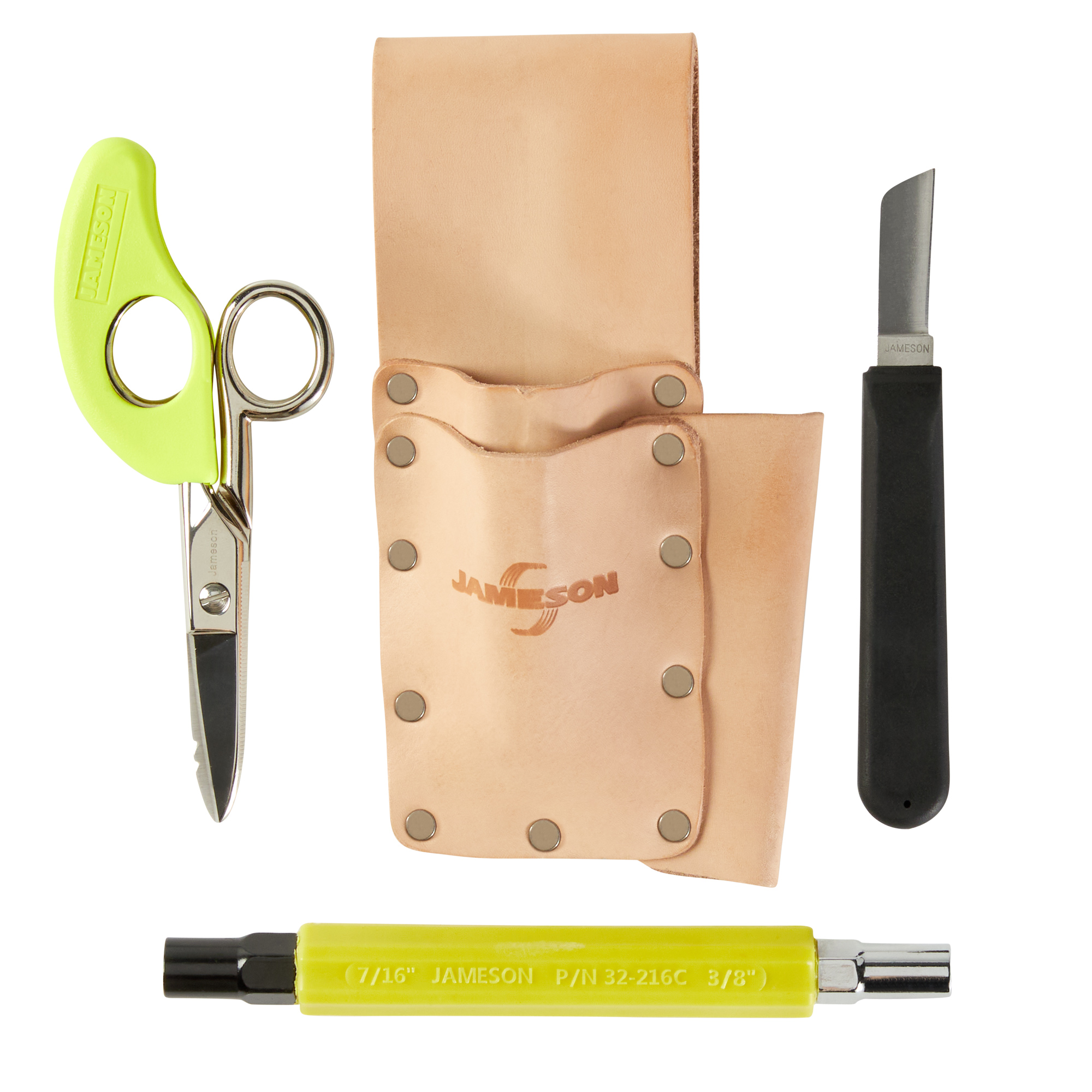 Cable Splicer Kit with Knife, Electrician's Scissors, and Leather